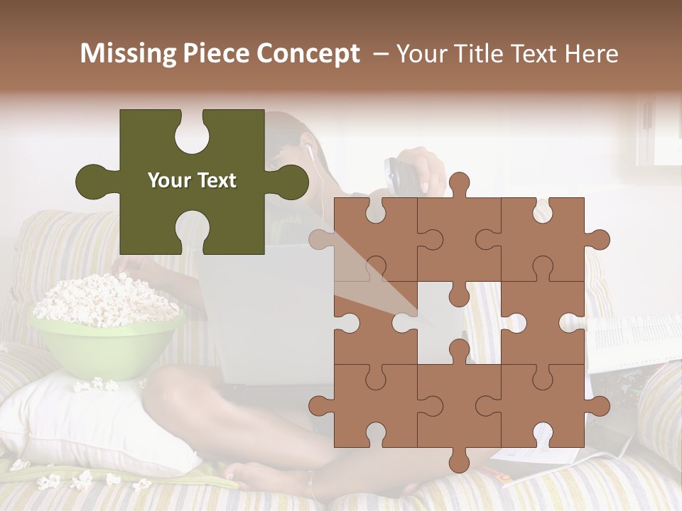 Girl Of Generation Y Doing Many Things At The Same Time (Calling, Watching Tv, Surfing The Web And Eating Popcorn) PowerPoint Template