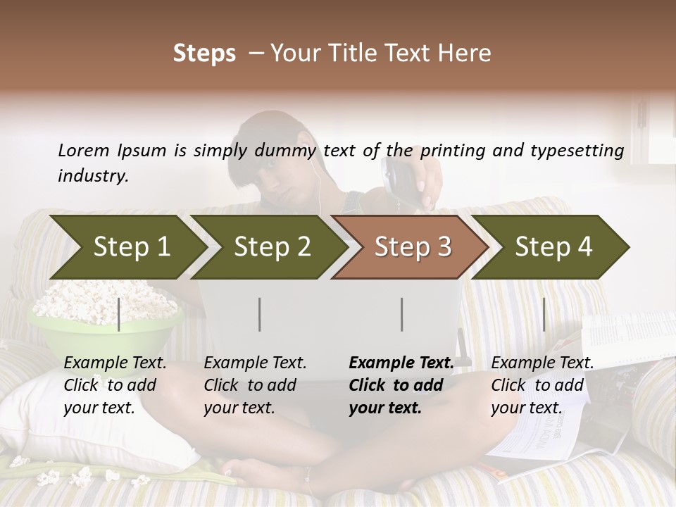 Girl Of Generation Y Doing Many Things At The Same Time (Calling, Watching Tv, Surfing The Web And Eating Popcorn) PowerPoint Template