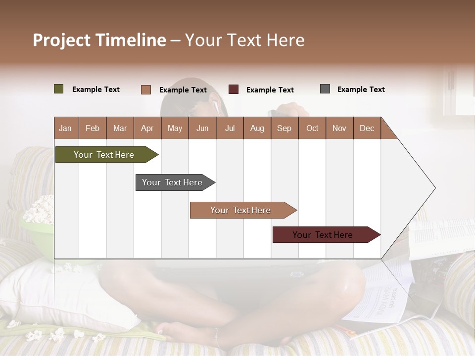 Girl Of Generation Y Doing Many Things At The Same Time (Calling, Watching Tv, Surfing The Web And Eating Popcorn) PowerPoint Template