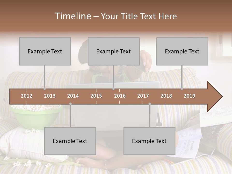 Girl Of Generation Y Doing Many Things At The Same Time (Calling, Watching Tv, Surfing The Web And Eating Popcorn) PowerPoint Template