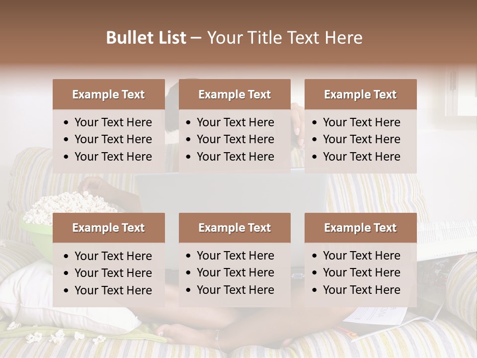 Girl Of Generation Y Doing Many Things At The Same Time (Calling, Watching Tv, Surfing The Web And Eating Popcorn) PowerPoint Template