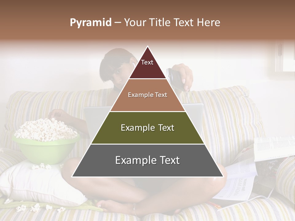 Girl Of Generation Y Doing Many Things At The Same Time (Calling, Watching Tv, Surfing The Web And Eating Popcorn) PowerPoint Template