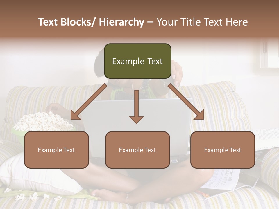 Girl Of Generation Y Doing Many Things At The Same Time (Calling, Watching Tv, Surfing The Web And Eating Popcorn) PowerPoint Template