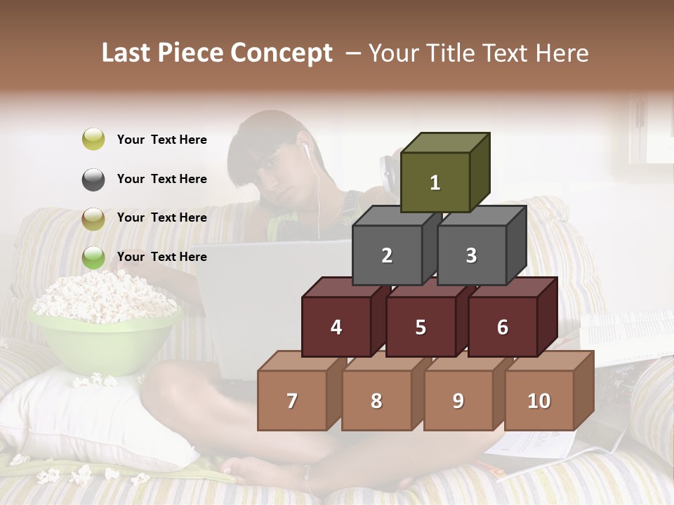 Girl Of Generation Y Doing Many Things At The Same Time (Calling, Watching Tv, Surfing The Web And Eating Popcorn) PowerPoint Template