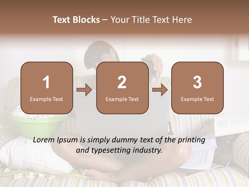 Girl Of Generation Y Doing Many Things At The Same Time (Calling, Watching Tv, Surfing The Web And Eating Popcorn) PowerPoint Template