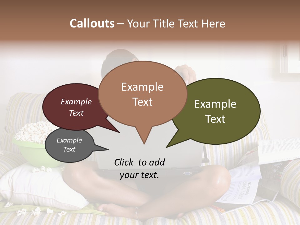 Girl Of Generation Y Doing Many Things At The Same Time (Calling, Watching Tv, Surfing The Web And Eating Popcorn) PowerPoint Template