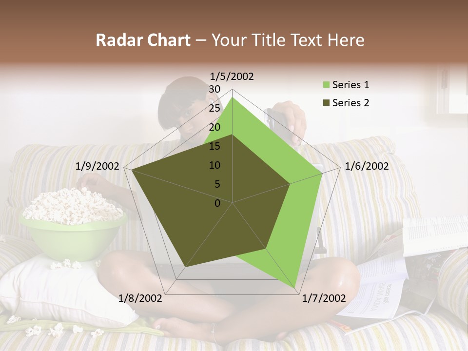 Girl Of Generation Y Doing Many Things At The Same Time (Calling, Watching Tv, Surfing The Web And Eating Popcorn) PowerPoint Template