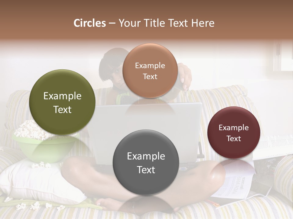 Girl Of Generation Y Doing Many Things At The Same Time (Calling, Watching Tv, Surfing The Web And Eating Popcorn) PowerPoint Template