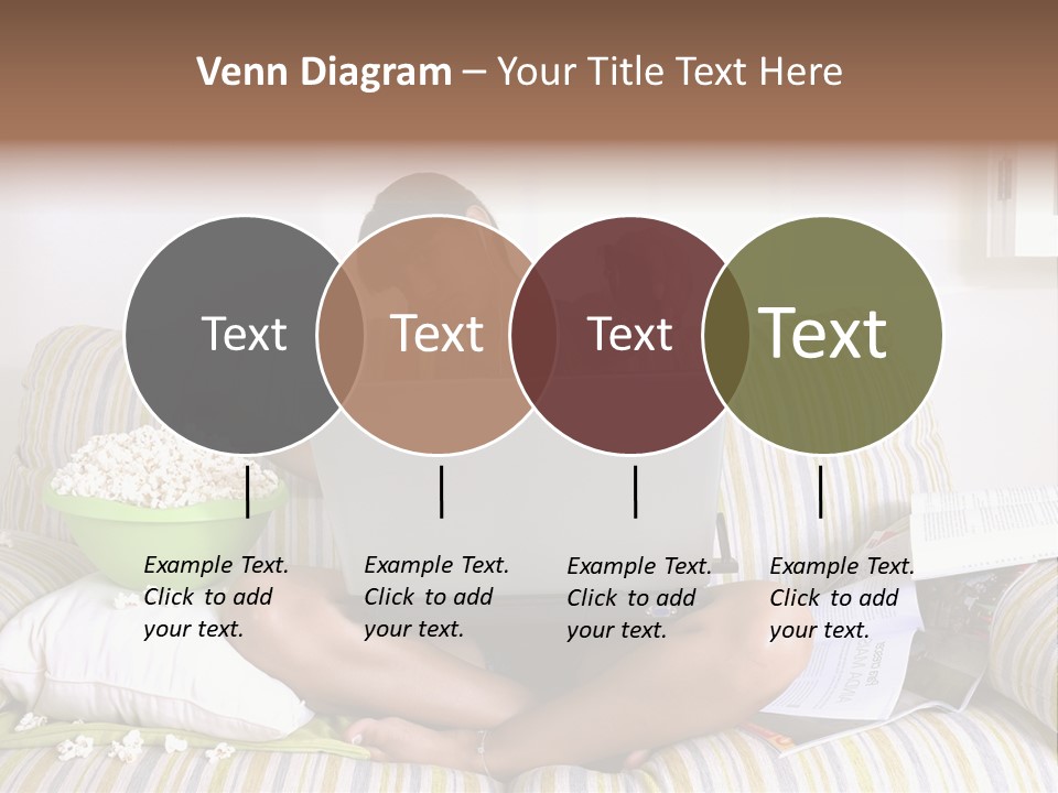 Girl Of Generation Y Doing Many Things At The Same Time (Calling, Watching Tv, Surfing The Web And Eating Popcorn) PowerPoint Template