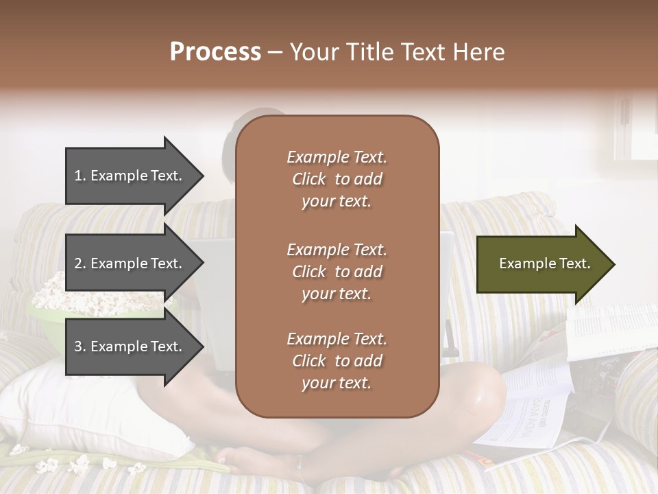 Girl Of Generation Y Doing Many Things At The Same Time (Calling, Watching Tv, Surfing The Web And Eating Popcorn) PowerPoint Template