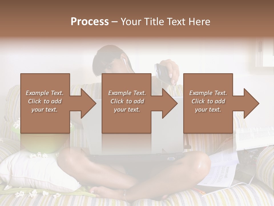 Girl Of Generation Y Doing Many Things At The Same Time (Calling, Watching Tv, Surfing The Web And Eating Popcorn) PowerPoint Template