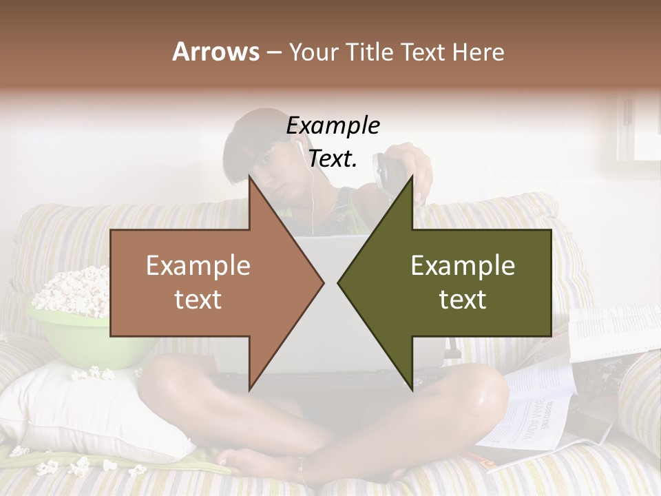 Girl Of Generation Y Doing Many Things At The Same Time (Calling, Watching Tv, Surfing The Web And Eating Popcorn) PowerPoint Template