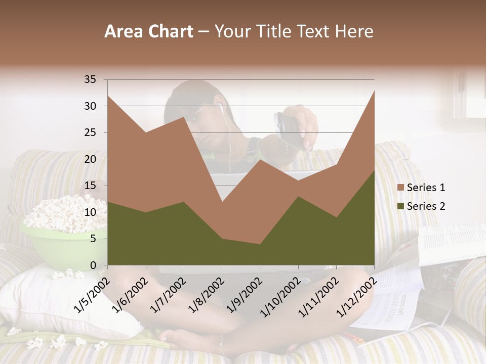 Girl Of Generation Y Doing Many Things At The Same Time (Calling, Watching Tv, Surfing The Web And Eating Popcorn) PowerPoint Template