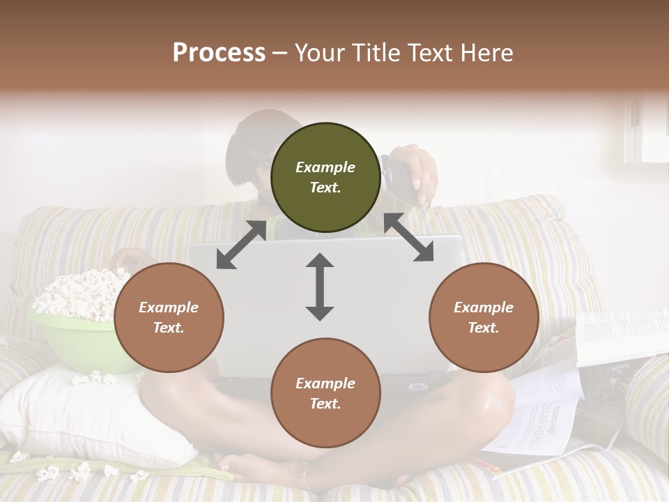 Girl Of Generation Y Doing Many Things At The Same Time (Calling, Watching Tv, Surfing The Web And Eating Popcorn) PowerPoint Template