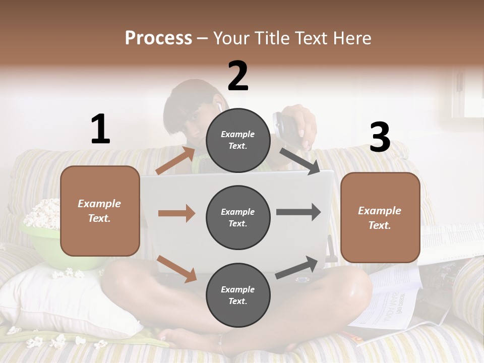 Girl Of Generation Y Doing Many Things At The Same Time (Calling, Watching Tv, Surfing The Web And Eating Popcorn) PowerPoint Template