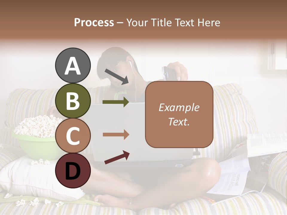 Girl Of Generation Y Doing Many Things At The Same Time (Calling, Watching Tv, Surfing The Web And Eating Popcorn) PowerPoint Template