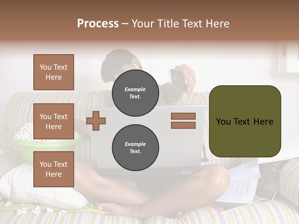 Girl Of Generation Y Doing Many Things At The Same Time (Calling, Watching Tv, Surfing The Web And Eating Popcorn) PowerPoint Template