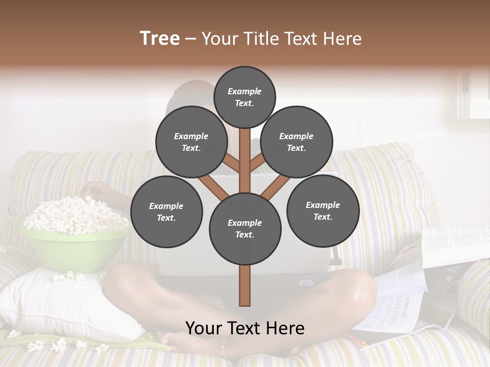 Girl Of Generation Y Doing Many Things At The Same Time (Calling, Watching Tv, Surfing The Web And Eating Popcorn) PowerPoint Template