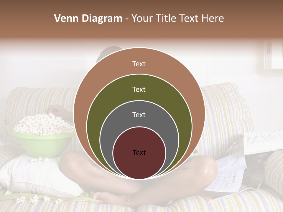 Girl Of Generation Y Doing Many Things At The Same Time (Calling, Watching Tv, Surfing The Web And Eating Popcorn) PowerPoint Template