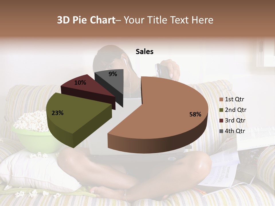 Girl Of Generation Y Doing Many Things At The Same Time (Calling, Watching Tv, Surfing The Web And Eating Popcorn) PowerPoint Template