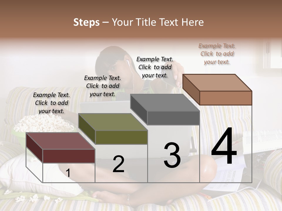 Girl Of Generation Y Doing Many Things At The Same Time (Calling, Watching Tv, Surfing The Web And Eating Popcorn) PowerPoint Template