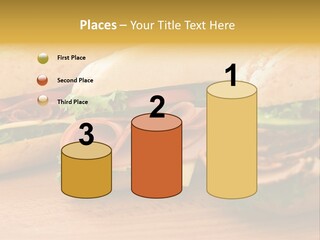 Three Fresh Sandwiches - Turkey Breast, Ham & Swiss And Salami On A Cutting Board. Focus On The Ham Sandwich PowerPoint Template