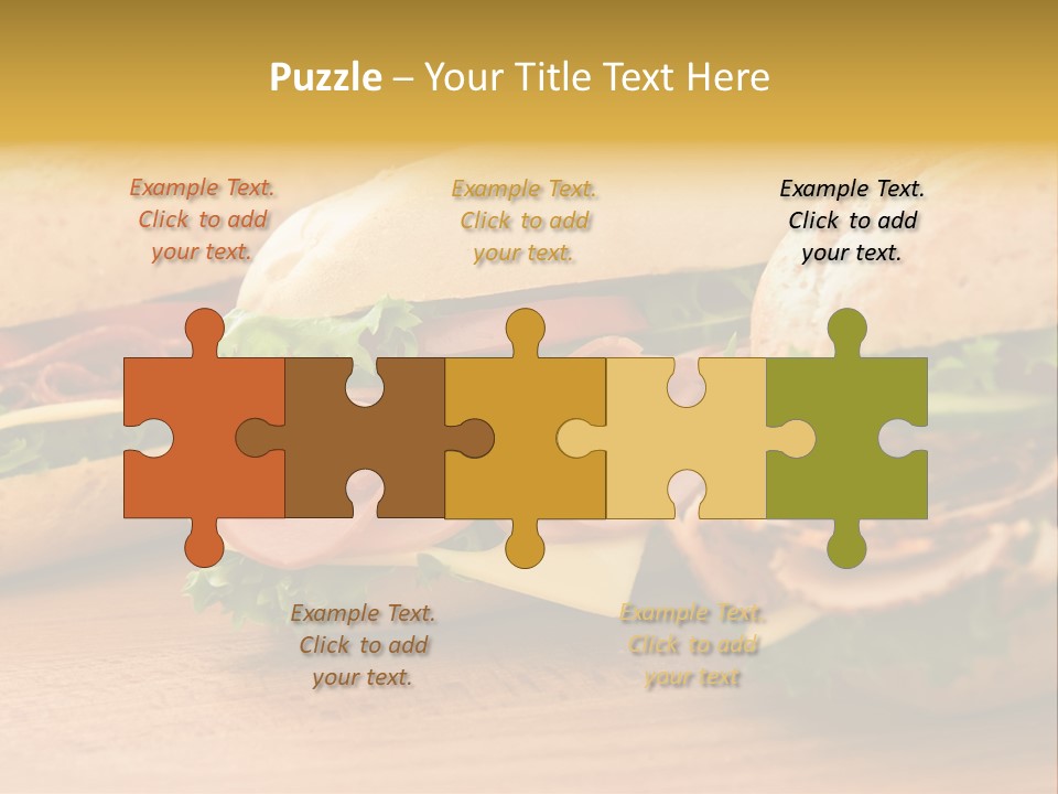 Three Fresh Sandwiches - Turkey Breast, Ham & Swiss And Salami On A Cutting Board. Focus On The Ham Sandwich PowerPoint Template