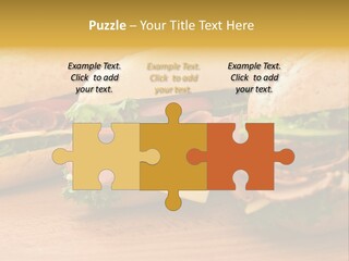 Three Fresh Sandwiches - Turkey Breast, Ham & Swiss And Salami On A Cutting Board. Focus On The Ham Sandwich PowerPoint Template