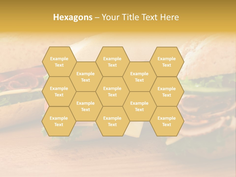 Three Fresh Sandwiches - Turkey Breast, Ham & Swiss And Salami On A Cutting Board. Focus On The Ham Sandwich PowerPoint Template