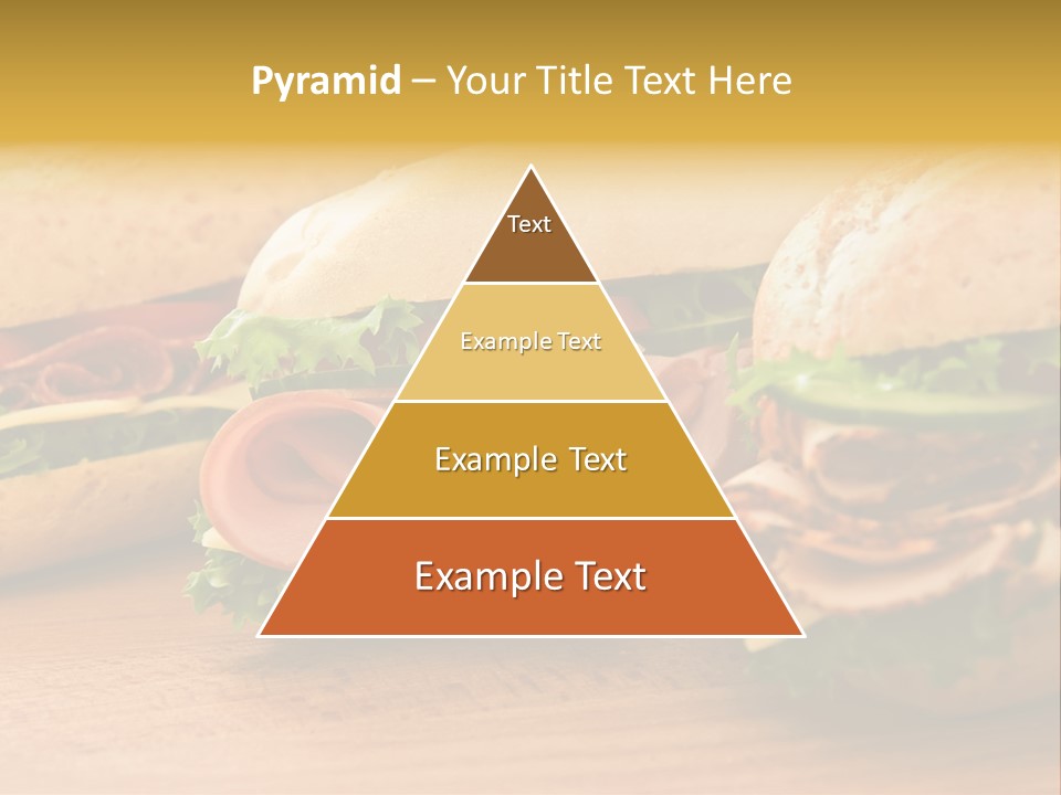 Three Fresh Sandwiches - Turkey Breast, Ham & Swiss And Salami On A Cutting Board. Focus On The Ham Sandwich PowerPoint Template