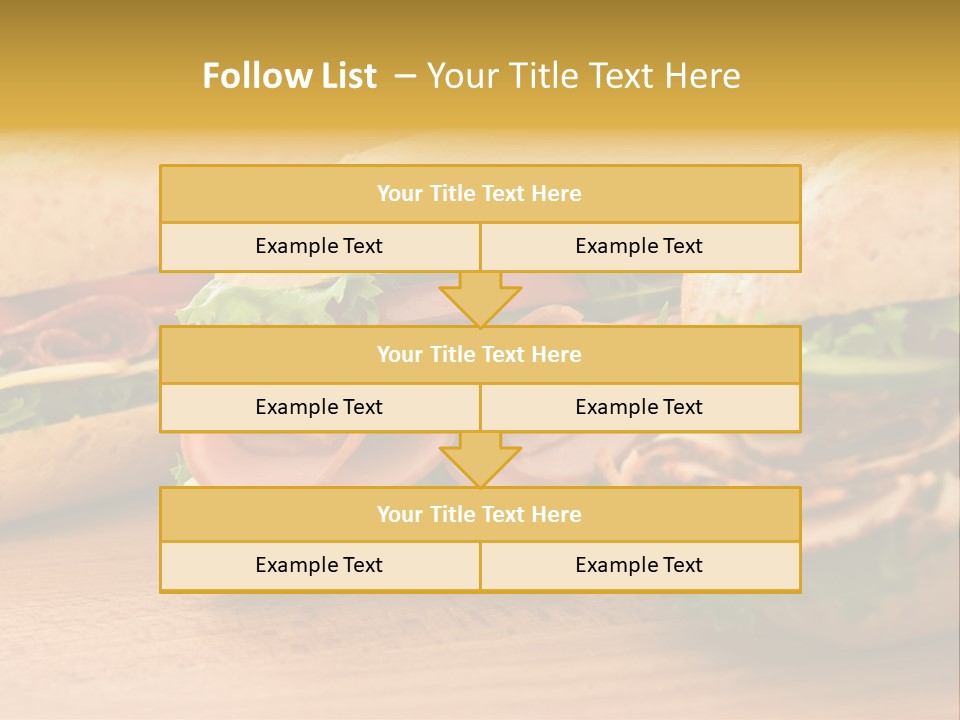 Three Fresh Sandwiches - Turkey Breast, Ham & Swiss And Salami On A Cutting Board. Focus On The Ham Sandwich PowerPoint Template