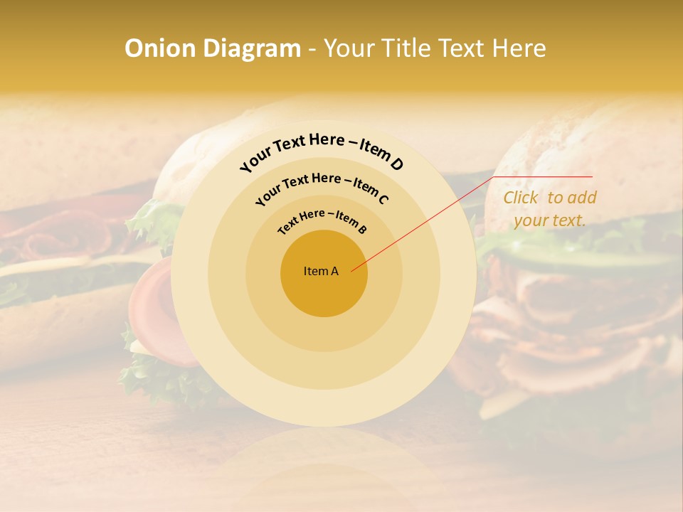 Three Fresh Sandwiches - Turkey Breast, Ham & Swiss And Salami On A Cutting Board. Focus On The Ham Sandwich PowerPoint Template