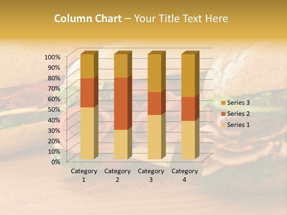 Three Fresh Sandwiches - Turkey Breast, Ham & Swiss And Salami On A Cutting Board. Focus On The Ham Sandwich PowerPoint Template