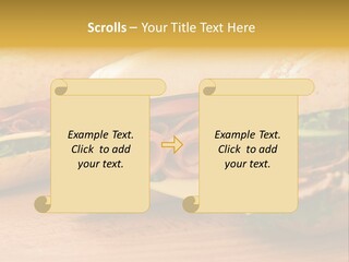 Three Fresh Sandwiches - Turkey Breast, Ham & Swiss And Salami On A Cutting Board. Focus On The Ham Sandwich PowerPoint Template