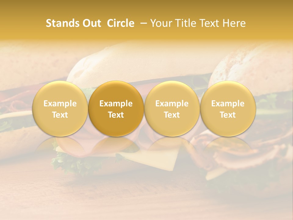 Three Fresh Sandwiches - Turkey Breast, Ham & Swiss And Salami On A Cutting Board. Focus On The Ham Sandwich PowerPoint Template