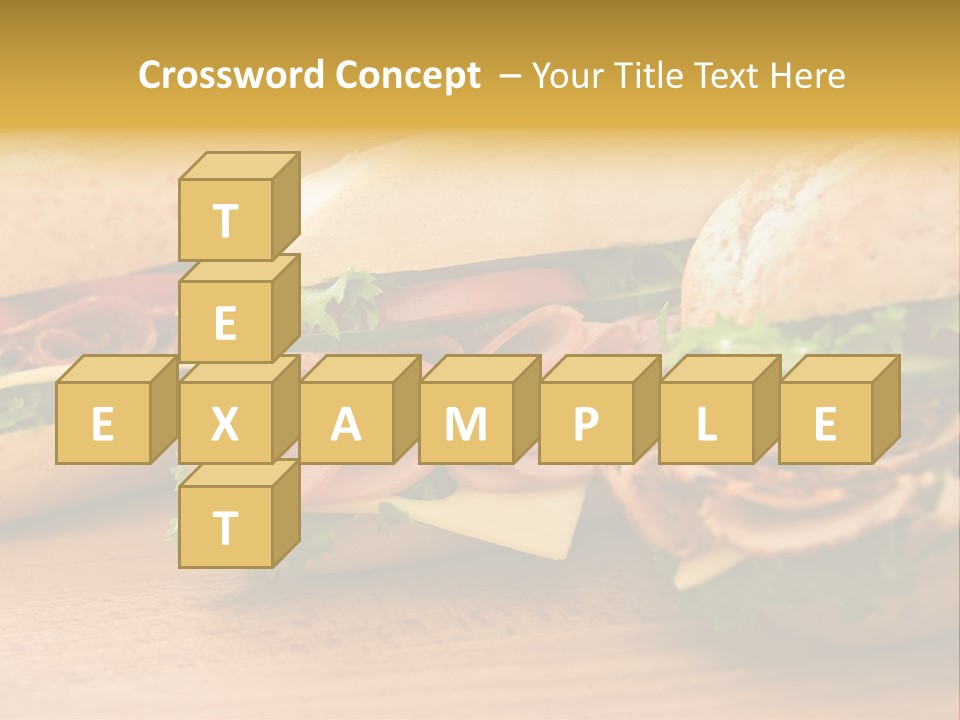 Three Fresh Sandwiches - Turkey Breast, Ham & Swiss And Salami On A Cutting Board. Focus On The Ham Sandwich PowerPoint Template