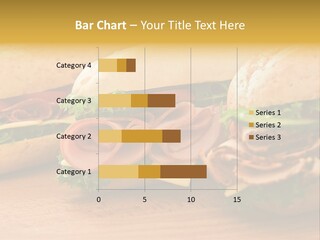 Three Fresh Sandwiches - Turkey Breast, Ham & Swiss And Salami On A Cutting Board. Focus On The Ham Sandwich PowerPoint Template