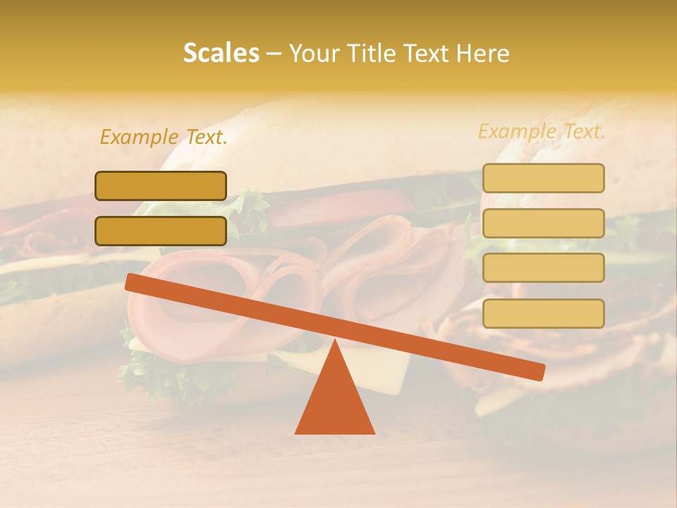 Three Fresh Sandwiches - Turkey Breast, Ham & Swiss And Salami On A Cutting Board. Focus On The Ham Sandwich PowerPoint Template