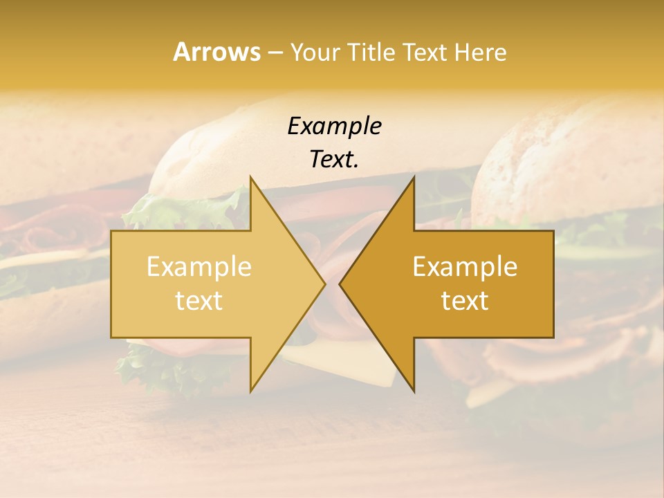 Three Fresh Sandwiches - Turkey Breast, Ham & Swiss And Salami On A Cutting Board. Focus On The Ham Sandwich PowerPoint Template