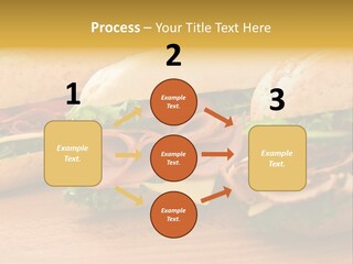 Three Fresh Sandwiches - Turkey Breast, Ham & Swiss And Salami On A Cutting Board. Focus On The Ham Sandwich PowerPoint Template