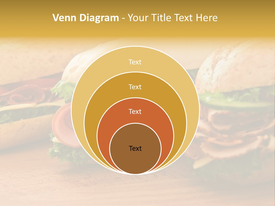Three Fresh Sandwiches - Turkey Breast, Ham & Swiss And Salami On A Cutting Board. Focus On The Ham Sandwich PowerPoint Template