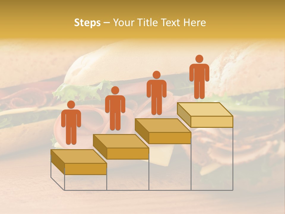 Three Fresh Sandwiches - Turkey Breast, Ham & Swiss And Salami On A Cutting Board. Focus On The Ham Sandwich PowerPoint Template