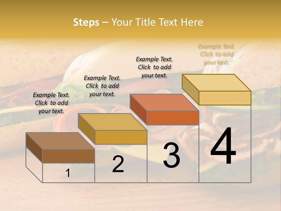 Three Fresh Sandwiches - Turkey Breast, Ham & Swiss And Salami On A Cutting Board. Focus On The Ham Sandwich PowerPoint Template