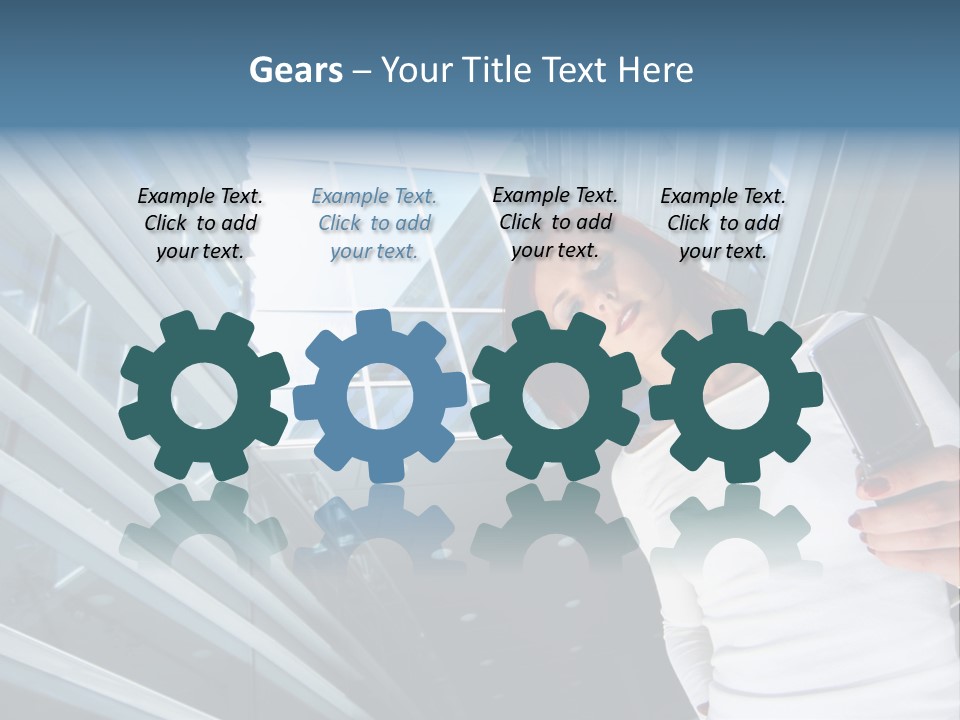 Redhead Girl With Cellular PowerPoint Template