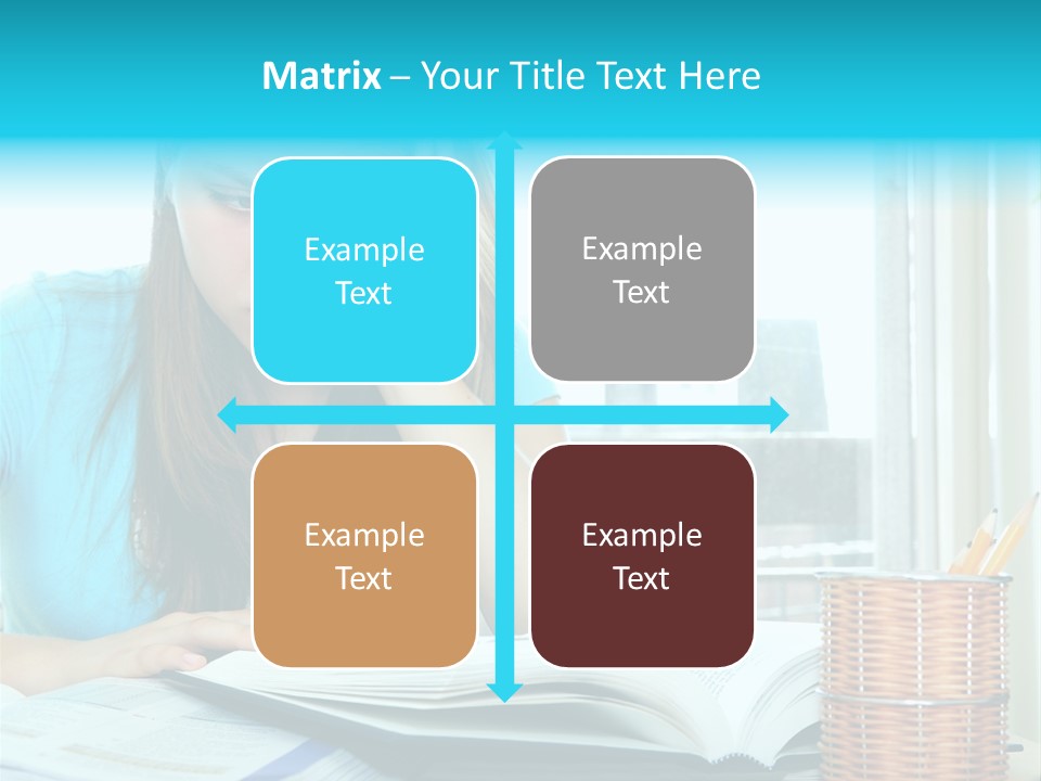Teenage Girl Studying With Textbooks Looking Unhappy PowerPoint Template