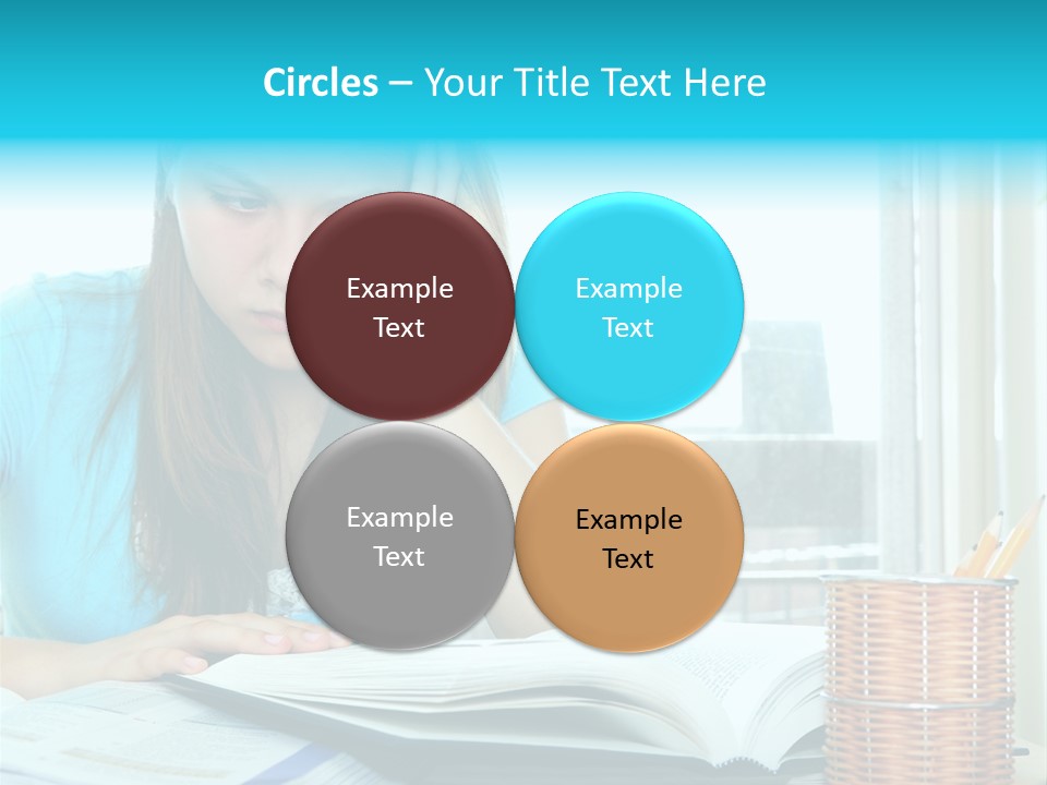 Teenage Girl Studying With Textbooks Looking Unhappy PowerPoint Template
