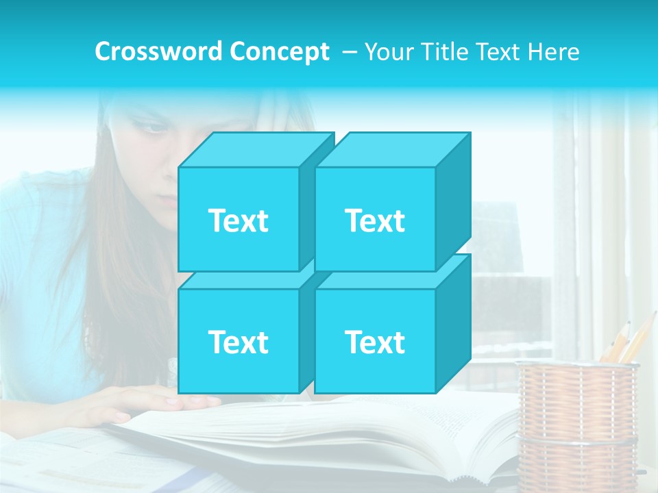 Teenage Girl Studying With Textbooks Looking Unhappy PowerPoint Template