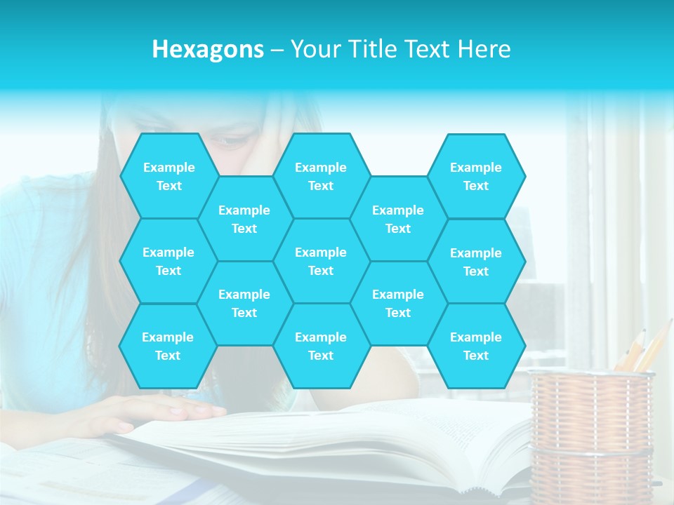 Teenage Girl Studying With Textbooks Looking Unhappy PowerPoint Template
