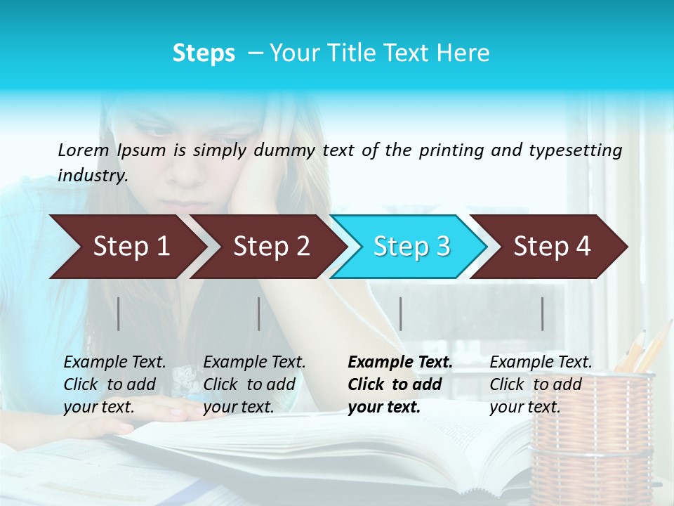 Teenage Girl Studying With Textbooks Looking Unhappy PowerPoint Template