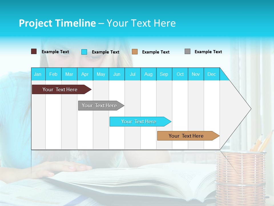 Teenage Girl Studying With Textbooks Looking Unhappy PowerPoint Template